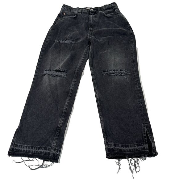 We The Free Women's Jeans Size 27 Black High Waisted Distressed Jeans Frayed Hem - Picture 1 of 11